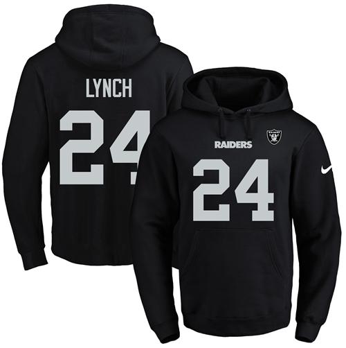 Nike Raiders #24 Marshawn Lynch Black Name & Number Pullover NFL Hoodie